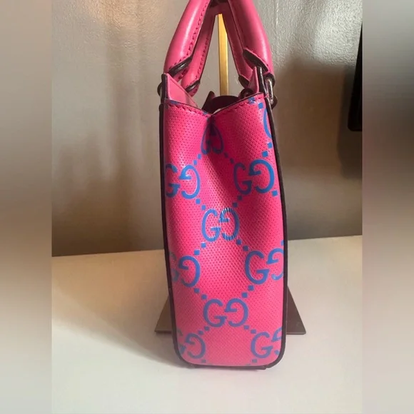 Gucci Hot Pink GG Mini Tote with Blue Logo - Picture 4 of 16